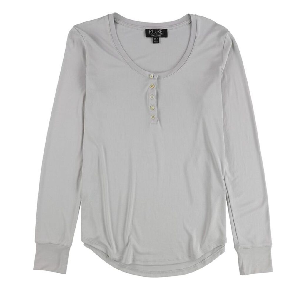 P.J. Salvage Womens Luxe Henley Pajama Sleep T-shirt, Grey, M, DM